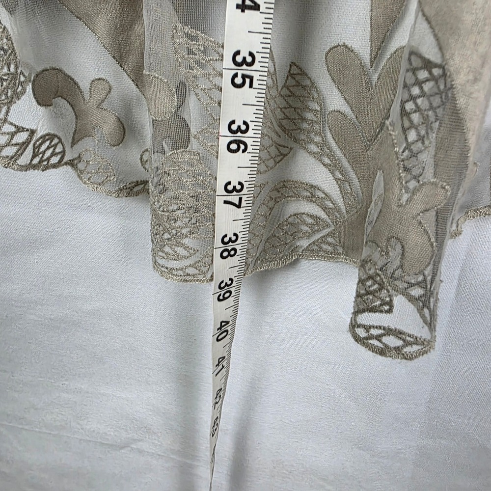 Ania A Floral Lace Mesh Open Front Duster Cardigan‎ Champagne Taupe 3/4 Sleeve - Picture 6 of 6